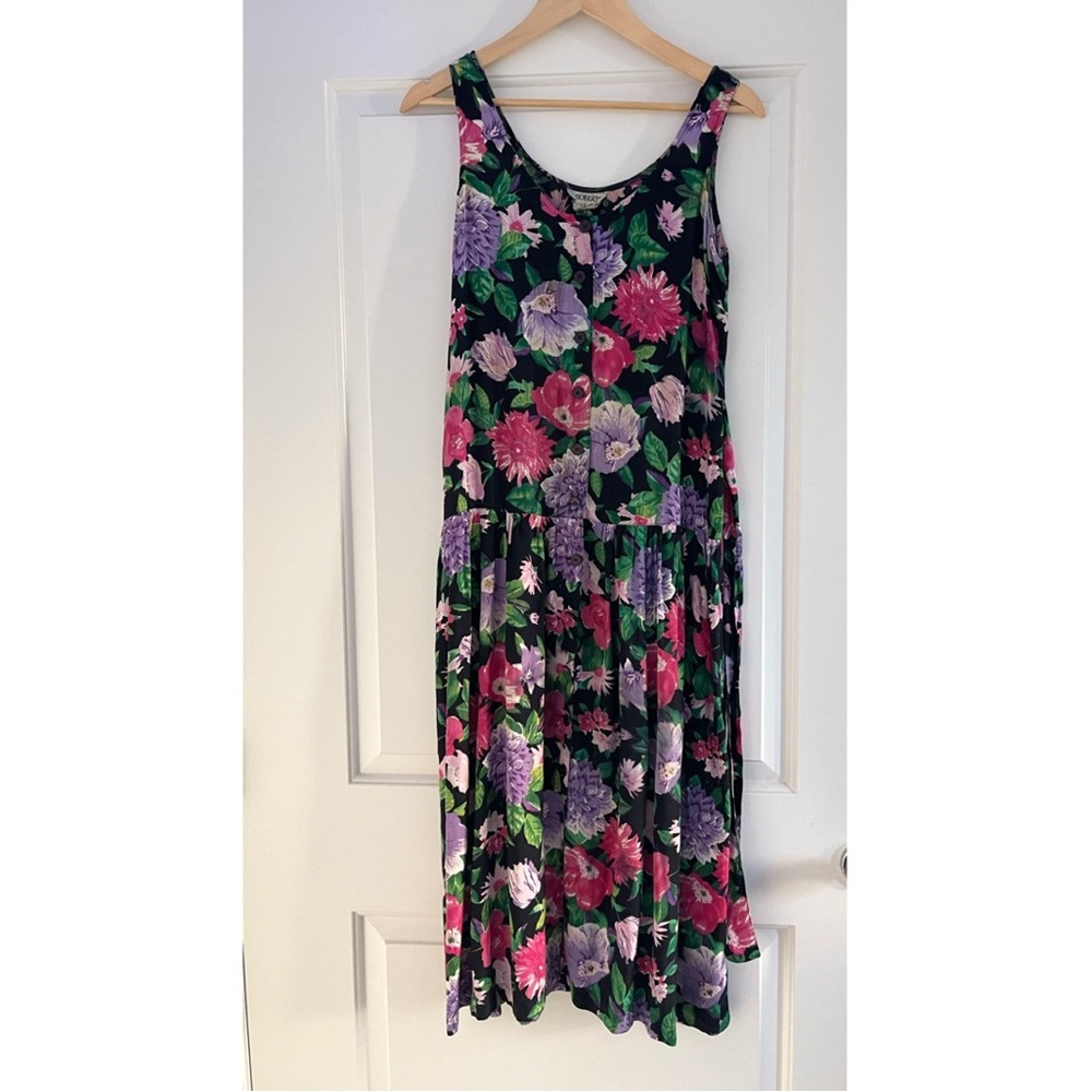 Vibrant vintage Floral Midi Dress